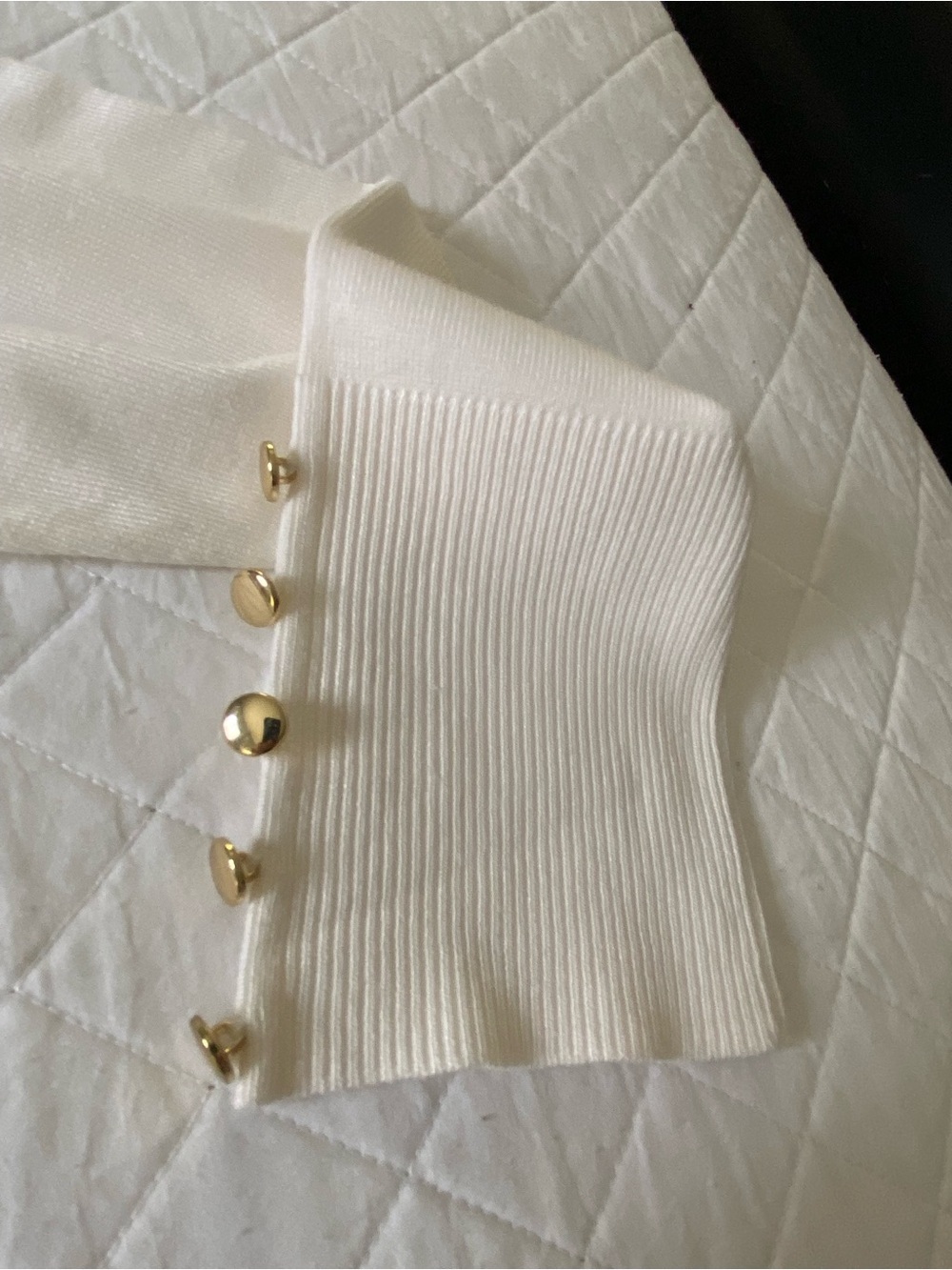 JM Collection Cream Open-Front Cardigan with Gold Buttons - Picture 11 of 15